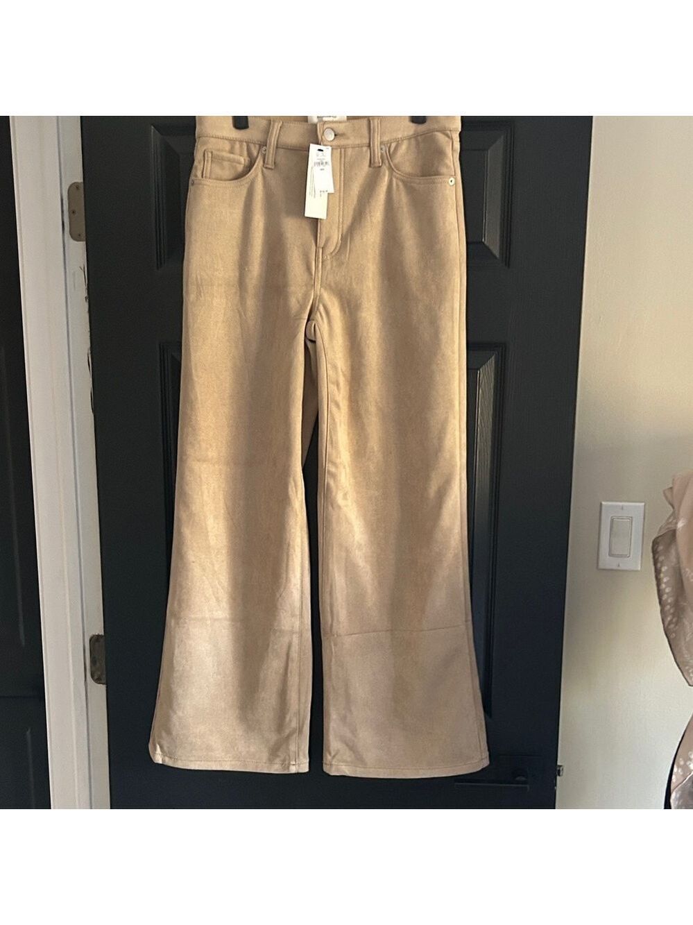 Banana Republic Wide Leg Faux SuedePants in Light Tan